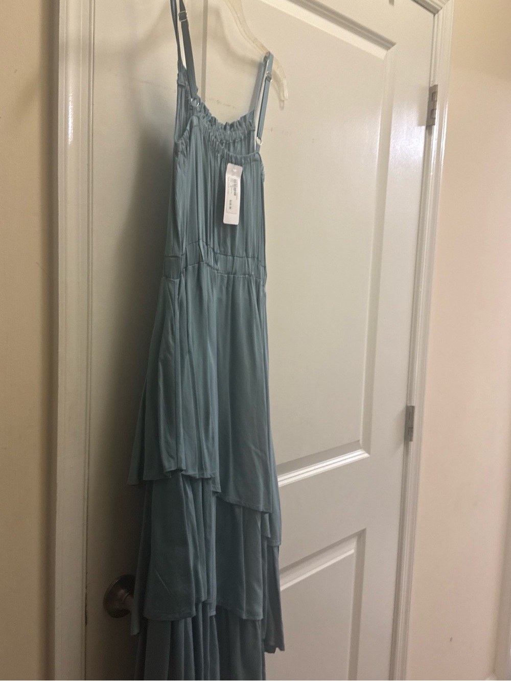 Evereve Tiered Maxi Dress in Dusty Blue